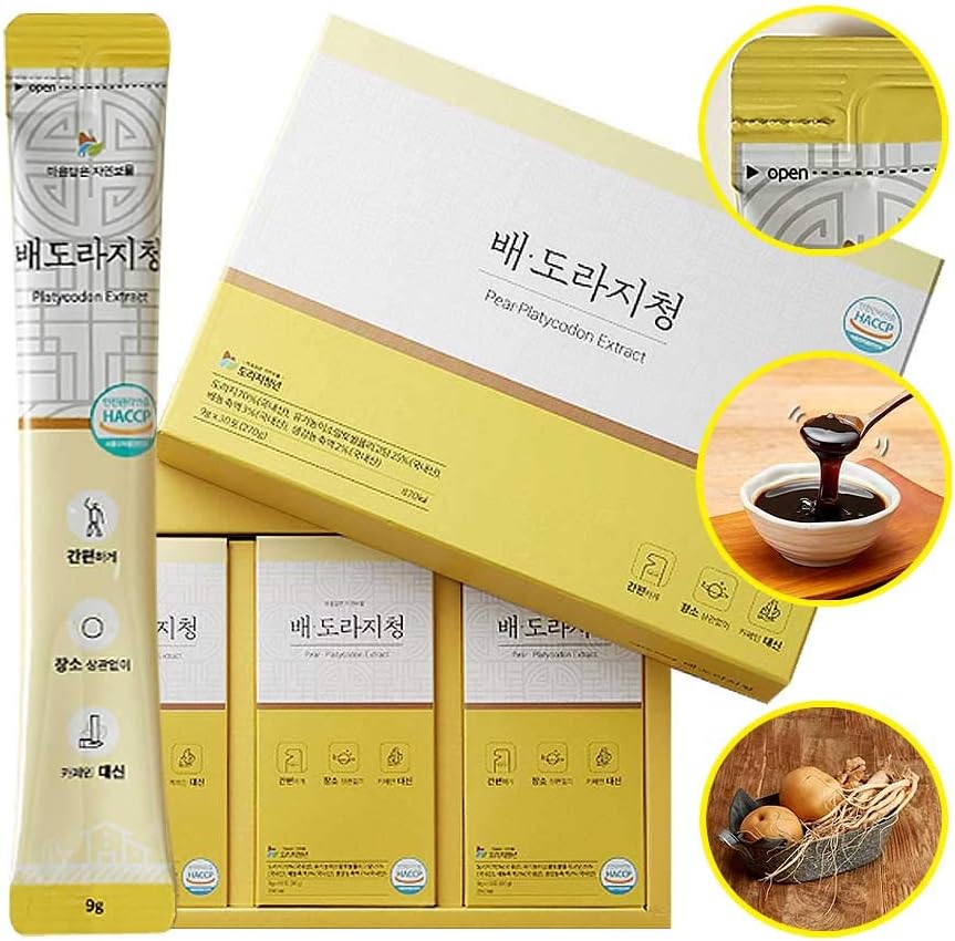 Korean Pear Platycodon Extract, Bellflower Roots, Ginger Concentrated Pure Extract, 배도라지청, 9ml x 30 Sticks (270g)