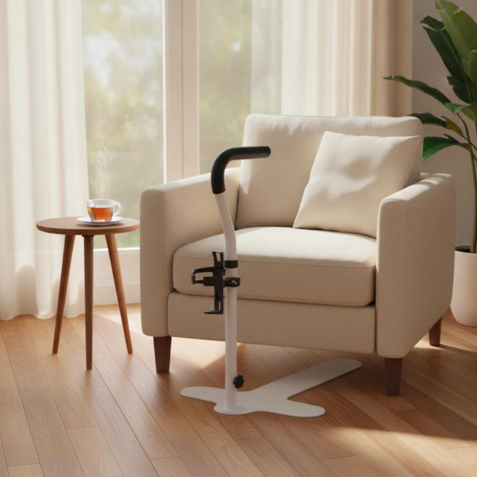 Aufstehhilfe Freistehend Haltegriff mit Standfuß Ergonomisch Haltegriff mit Stützfuß für Senioren, Schwangere, Style to 3