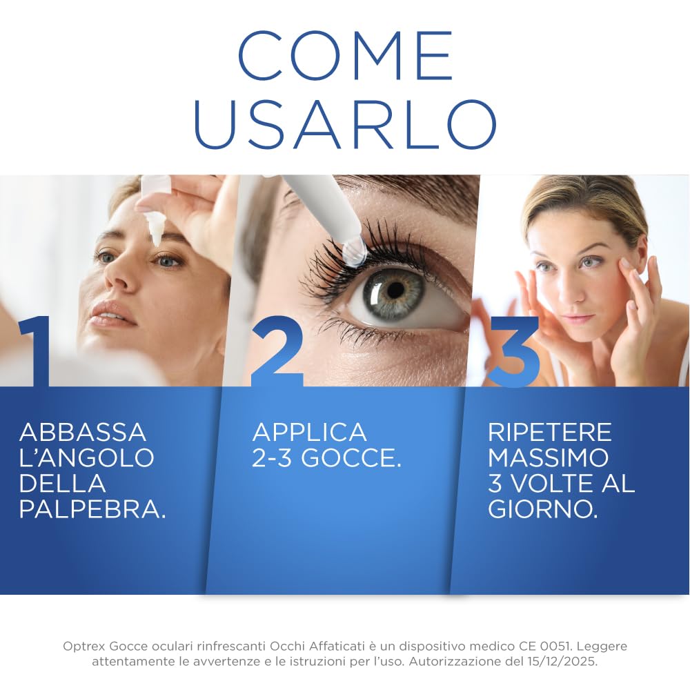 Optrex, Gocce Oculari Rinfrescanti, per alleviare l'affaticamento e il rossore degli occhi, 10ml
