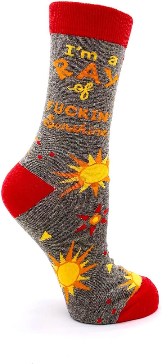Fabdaz I'm a Ray of F-ckin' Sunshine Funny Words Novelty Crew Socks for Women image 2