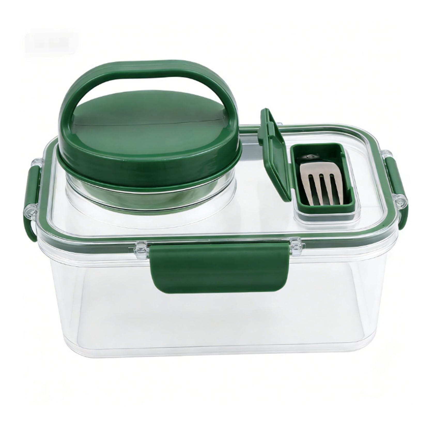 Monwssoe Containers, Salad Lunch Container, Leakproof Salad Container to Go with 4 Dressing Cups & Folding Fork Portable for Fresh Meal Prep