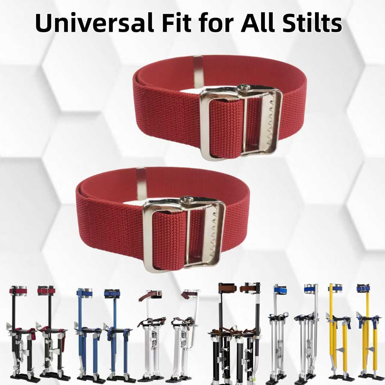 Drywall Stilts Leg Band Straps, 2PCS Universal Stilt Replacement Parts - Nylon Adjustable Leg Fixation Strap Kit with Quick-Release Buckle for Drywall, Construction, Home Improvement (Red) image 5