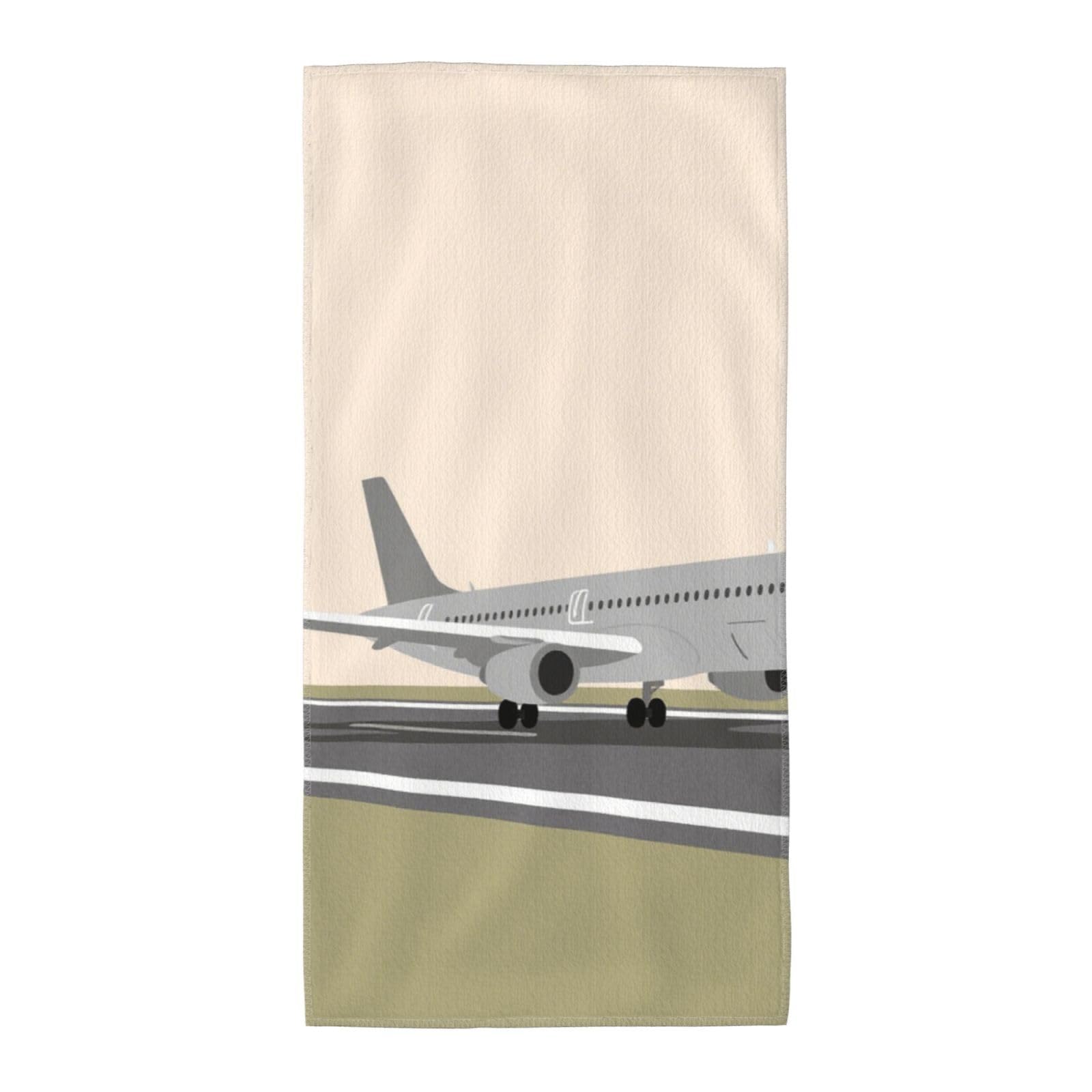 FekiLoot Absorbent Hand Towels 12"X24" Decorative Bathroom Towel Soft Microfiber Face Towel Airplane On Airport Dish Kitchen Towels for Bathroom Kitchen Hotel Spa Bath Towels