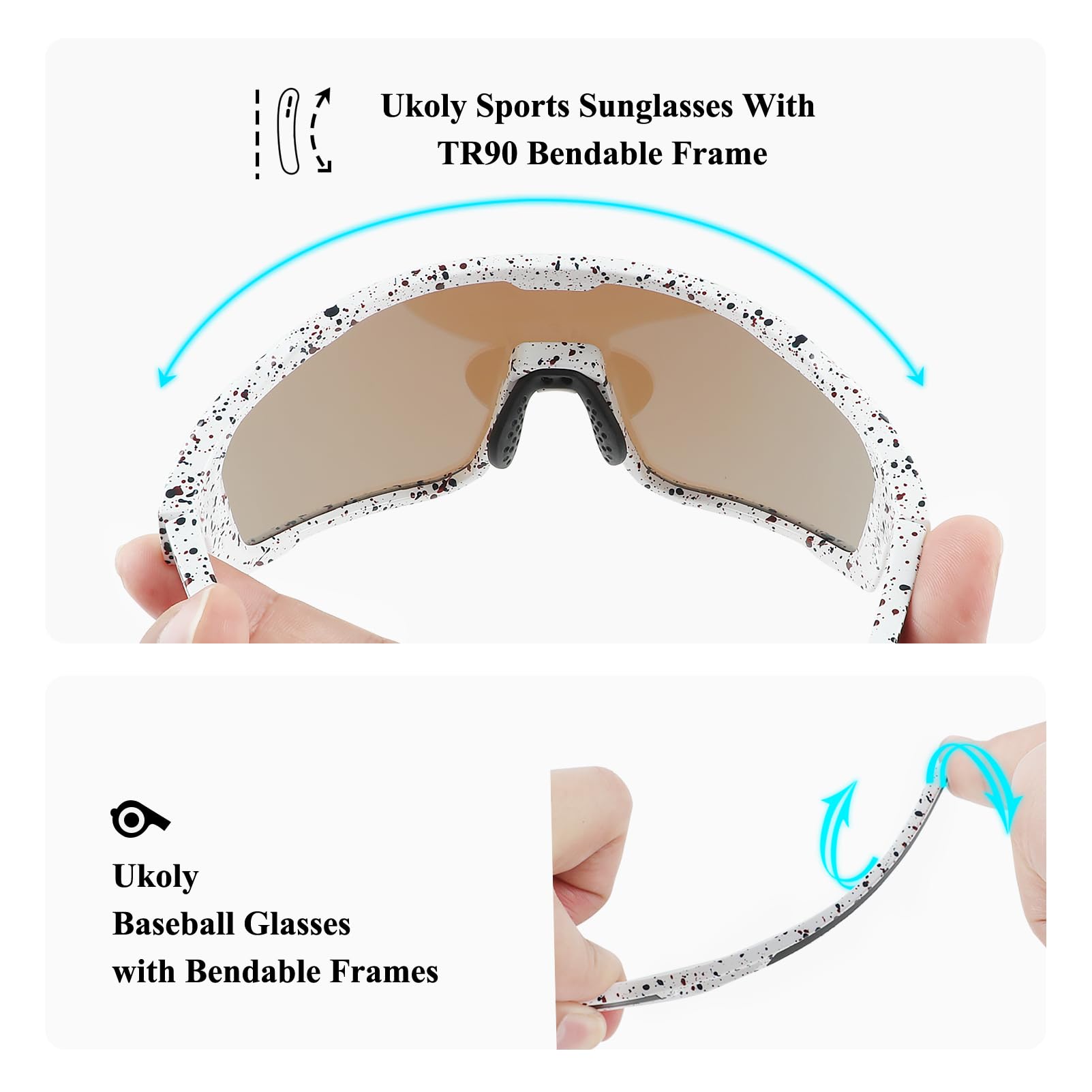 Ukoly Cycling Glasses Running Baseball Fishing Golf Sunglasses For Men Women,Sports Sunglasses HD Lens UV400coating 620