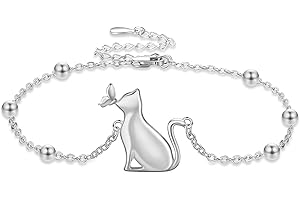 Cat Bracelet Sterling Silver, Cat Chain Bracelet Gift for Women