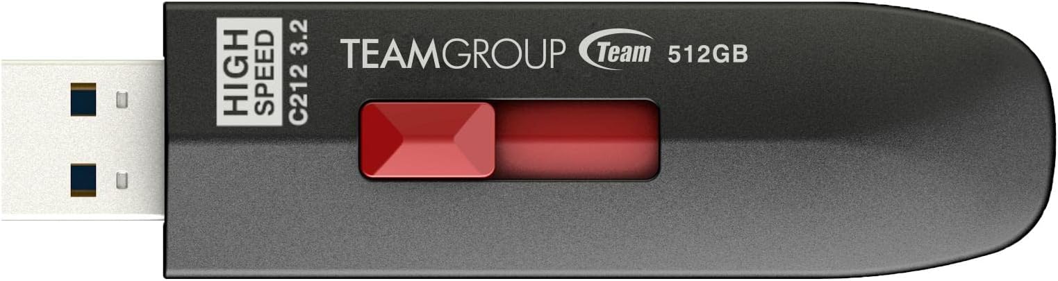 TEAMGROUP C212 Extreme Speed 512GB 1000/800MB/s USB 3.2 Gen 2 Easy Push-and-Pul Flash Thumb Drive External Data Storage Memory Stick Compatible with Computer/Laptop/PS4 PS5 TC2123512GB01