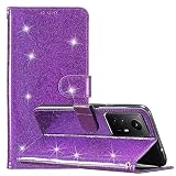 Nadoli - Funda tipo cartera para Xiaomi Redmi Note 12S, funda de piel sintética con purpurina para mujer, con tarjetero magnético, función atril, color morado