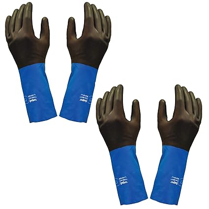D SUPER REMOVER SINCE 1979 Neoprene, Chemical Resistant Gloves, Industrial Strength, Stripping and Painting Gloves, Durable & Reusable with Anti-Slip Grip - 2 Pairs (Medium)