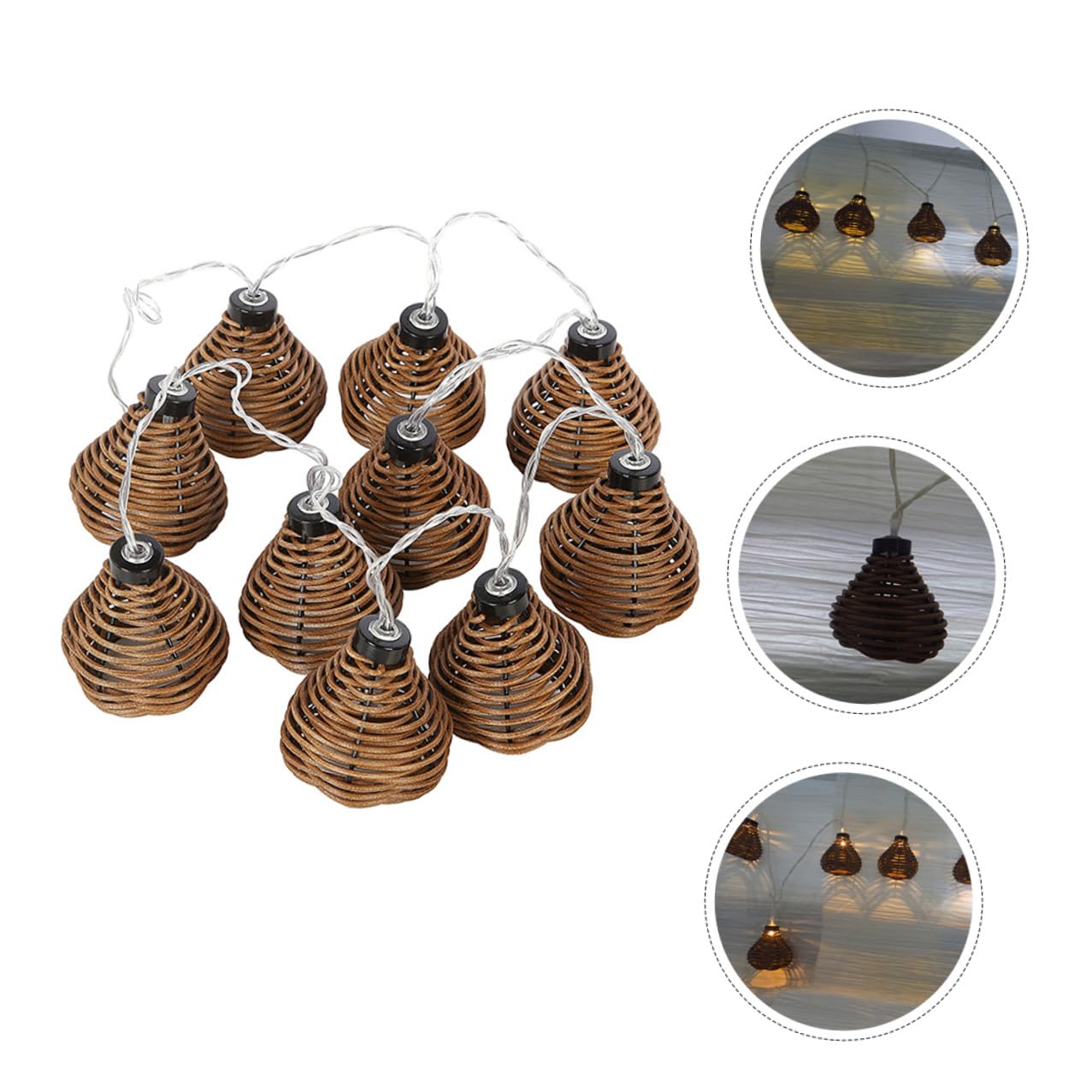 Sosoport Dekorative Lichterkette mit Realistischem Rattan Design 10 Leds 2,2 Meter Installieren für Garten Hochzeit und Outdoor Dekoration