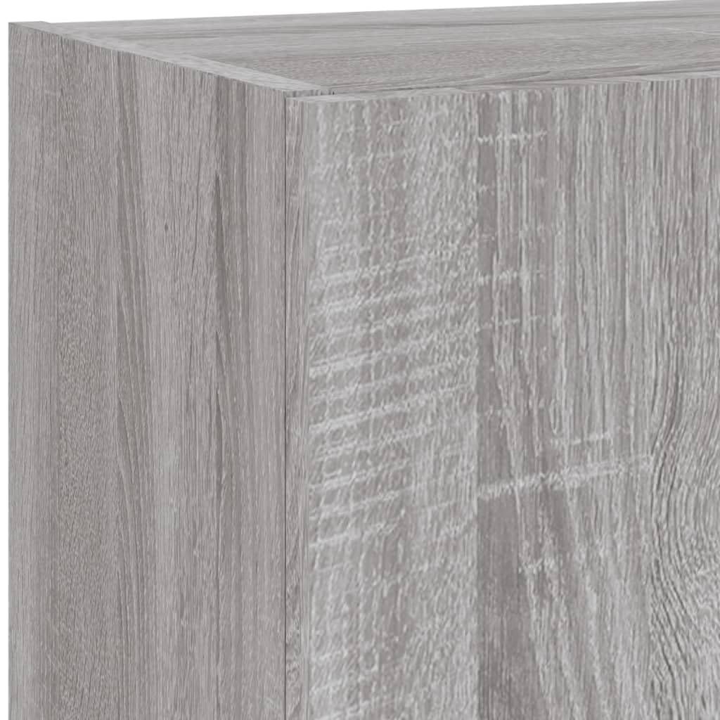 vidaXL 4-TLG. Wohnwand mit LED-Beleuchtung Grau Sonoma Holzwerkstoff