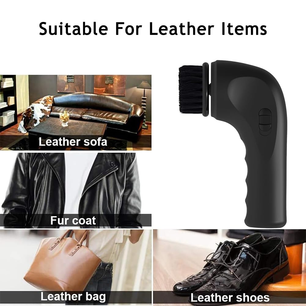 TsoLay Spazzola Pulisci Scarpe Elettrica, Lucida Scarpe Elettrico 2500 Giri/min, Aumento di Potenza, Materiale in Fibra, Kit di Cura Design Portatile per Scarpe, Stivali, Borse, Divano (Nero)