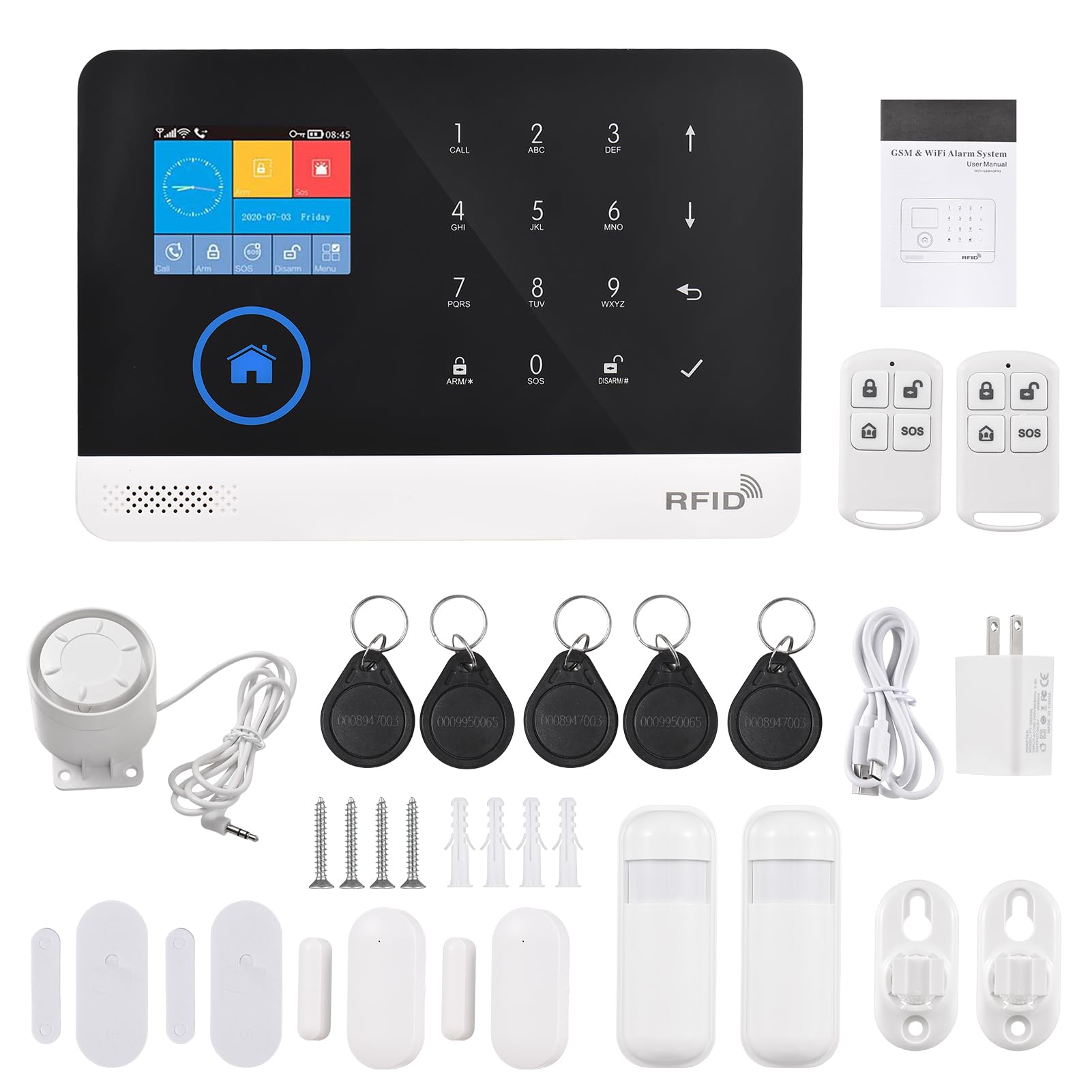 WiFi GSM Wireless Home Alarm System APP Alert Works with DIY Kit Remote Controls Door Window Sensors PIR Motion Detectors Siren Cards for Office Shop Apartment — view 5