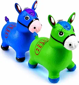 Brinquedo Cavalinho Inflável Upa Upa Pula Pula Infantil com Som e Luzes Equilíbrio e Coordenação Motora até 54kg para Idade 1 a 6 anos Antiderrapante Resistente (SORTIDO AZUL-VERDE)