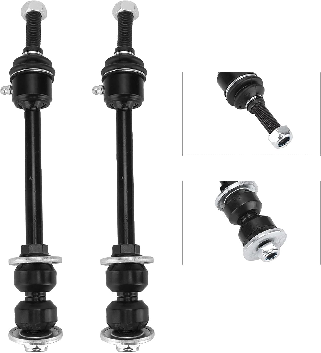 Aramox 2 Pièces Liens D'extrémité de Barre Stabilisatrice Avant, Remplacement de Lien de Barre Stabilisatrice Anti-roulis Noir pour 1500 5LUG 4WD 2006-2017