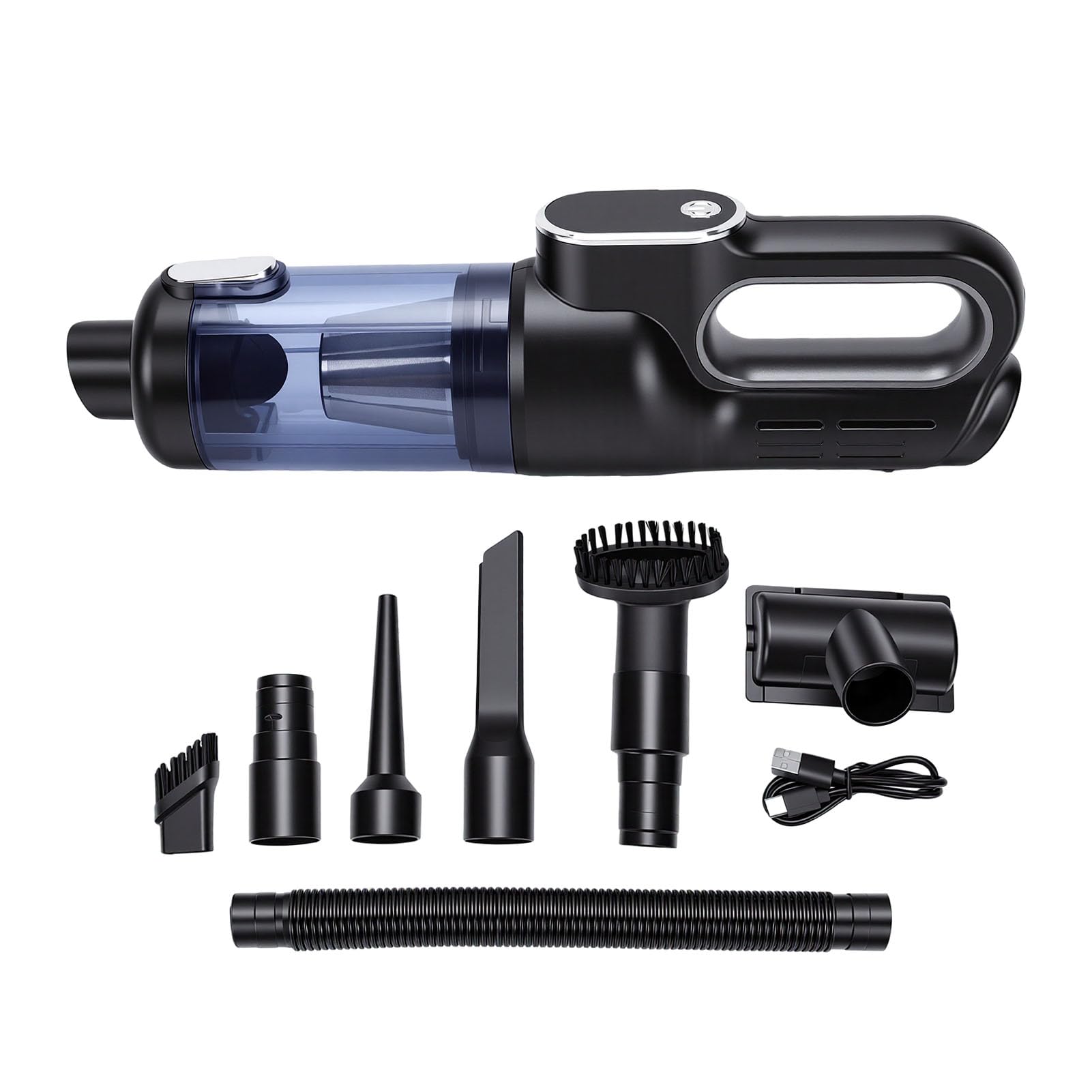 Aspiradora de Mano Inalámbrica para Coche, Aspiradora Mano Portátil con Luz LED y Pantalla LCD, Mini Aire Coche, Motor sin Escobillas para el Hogar, Pelo Mascotas (Gray)