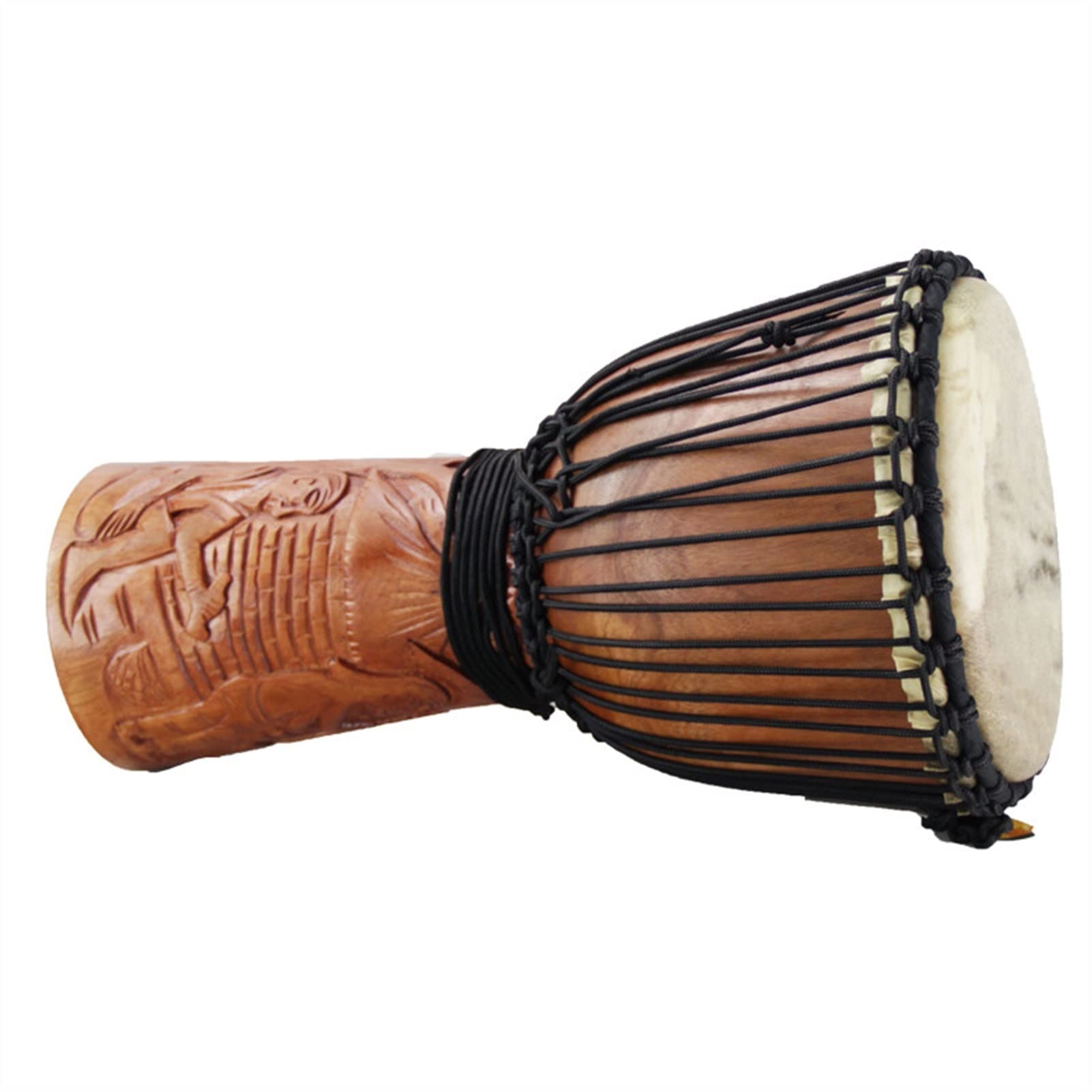 FLFL Tamburo Djembe Tamburo per Batterista Djembe in Pelle di Capra Intagliato A 12 Pollici da 10 Pollici A 12 Pollici per Bambini Adulti Principianti