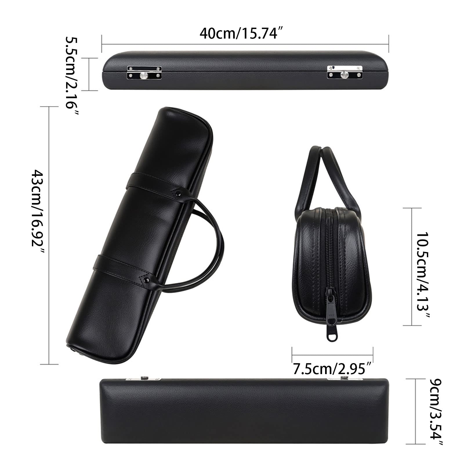 Wasserflöten-Aufbewahrungstasche, Kunstleder, Flöte für Tasche, Handtasche, Gurt, Musikinstrument, Zubehör, Reißverschluss, B