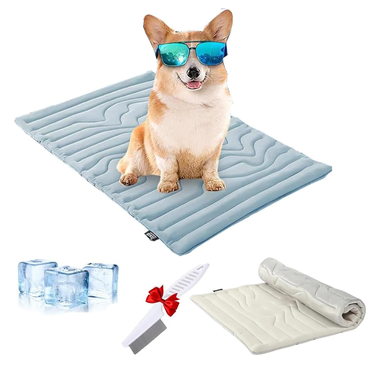 Cooling Mat for Dogs Cats,Summer Portable Non-Slip Pet Self CoolingMat,Practical Double-Sided Large Washable Cool Blanket,Machine Washable Large Pet Chill Mat Indoor (Blue, L-122 * 71cm)