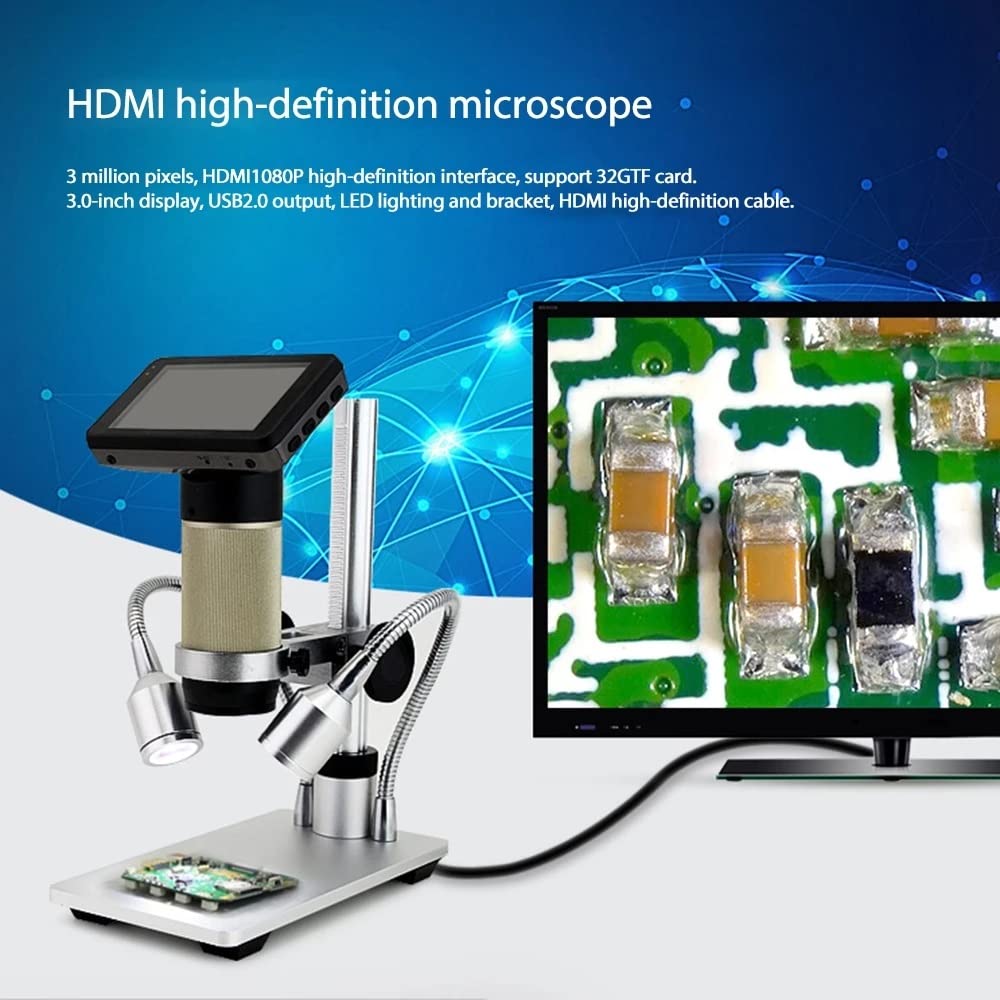 Microscopio Digital, Aumento 10X-300X, Soldadura USB HDMI, Microscopios De Vídeo, Resolución De 3MP, For Reparación De Teléfonos SMT SMD DIY, Compatible con Windows