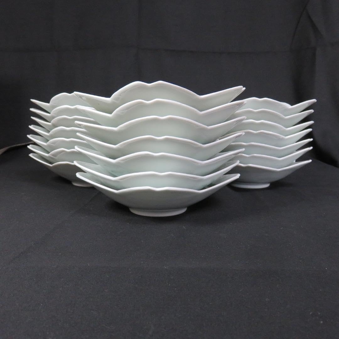 錦桐鳳凰五寸皿 鳳凰皿 輪花型 変形皿 色絵付 古伊万里 明治 共箱 21枚 錦桐鳳凰五寸皿 鳳凰皿 輪花型 変形皿 色絵付 古