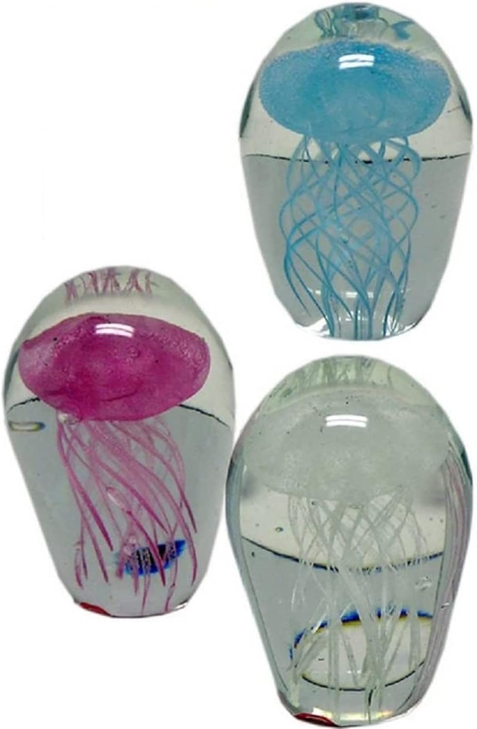 chesapeake Bay 3 Assorted Glow in the Dark 3H Jellyfish Glass Bubble Paperweight 68542