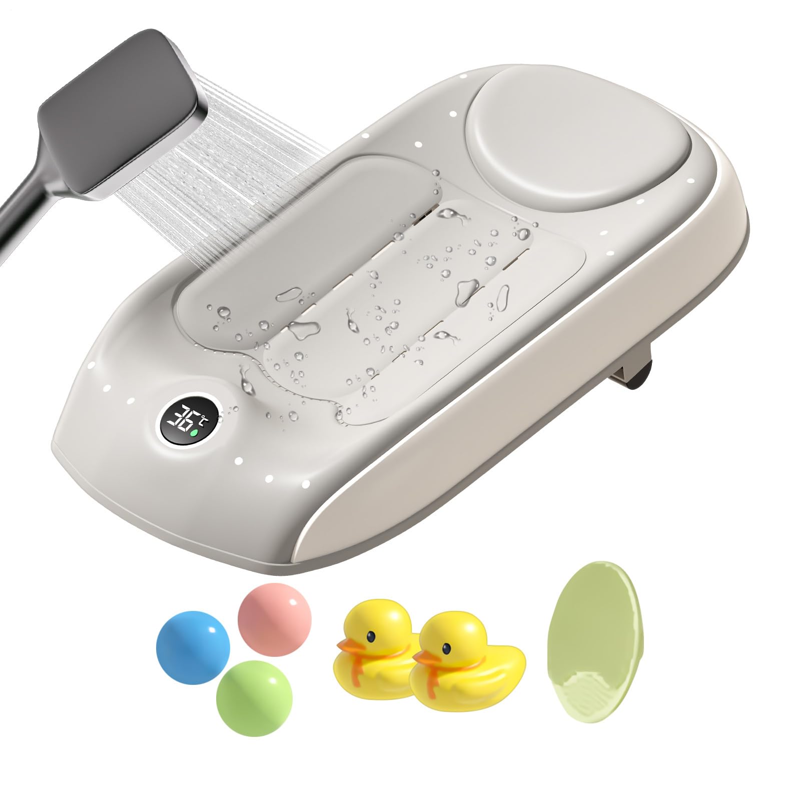 Siège de douche ergonomique avec capteur de température pour baignoire