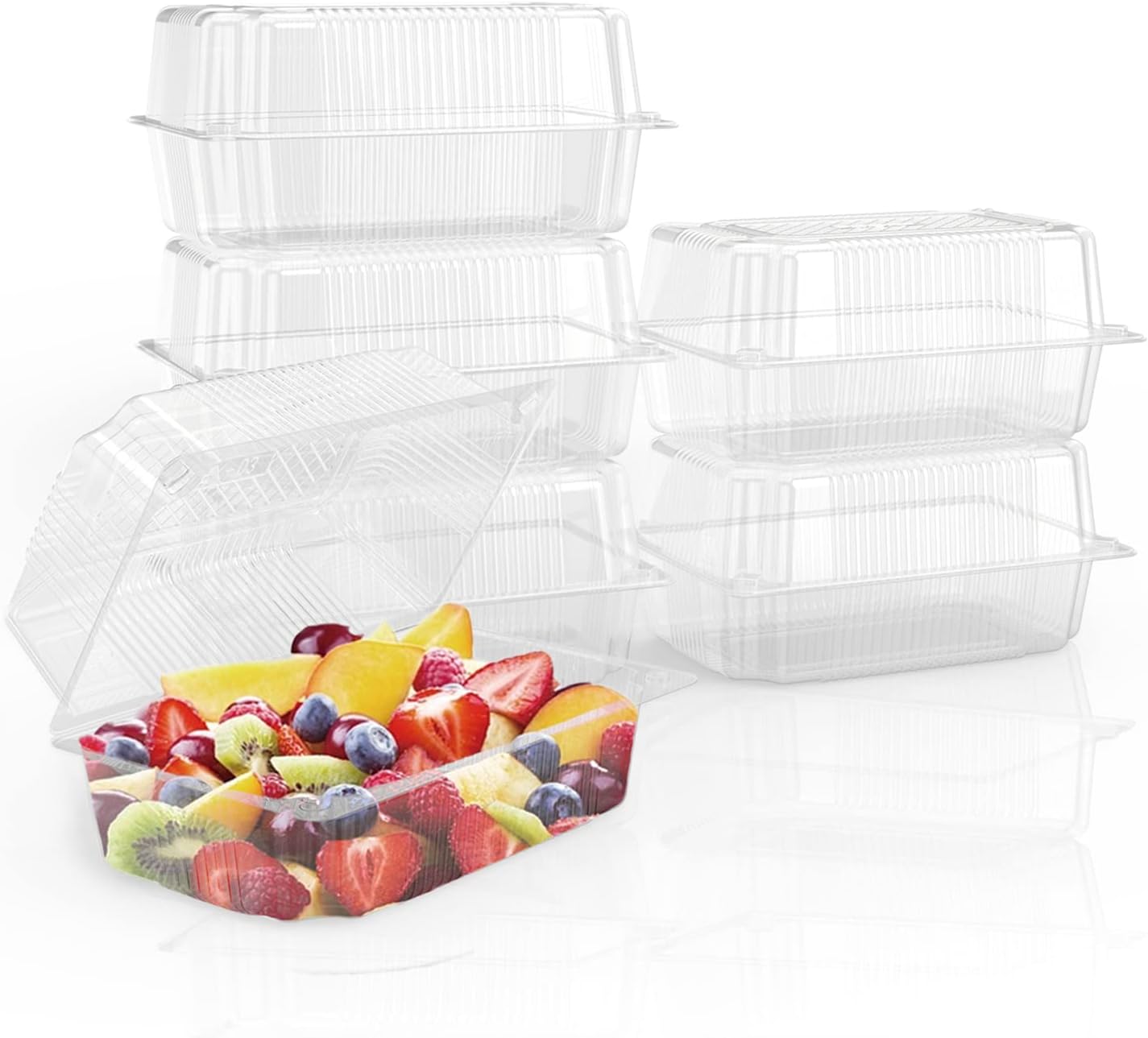200 Pcs Clear Hoagie Container, 7.3 x 4.9 x 3.8 inch Plastic Hinged Food Container, Disposable Clamshell Take Out Food Containers for Salads, Hamburger, Fruit, Cake, Cookie, Sandwiches