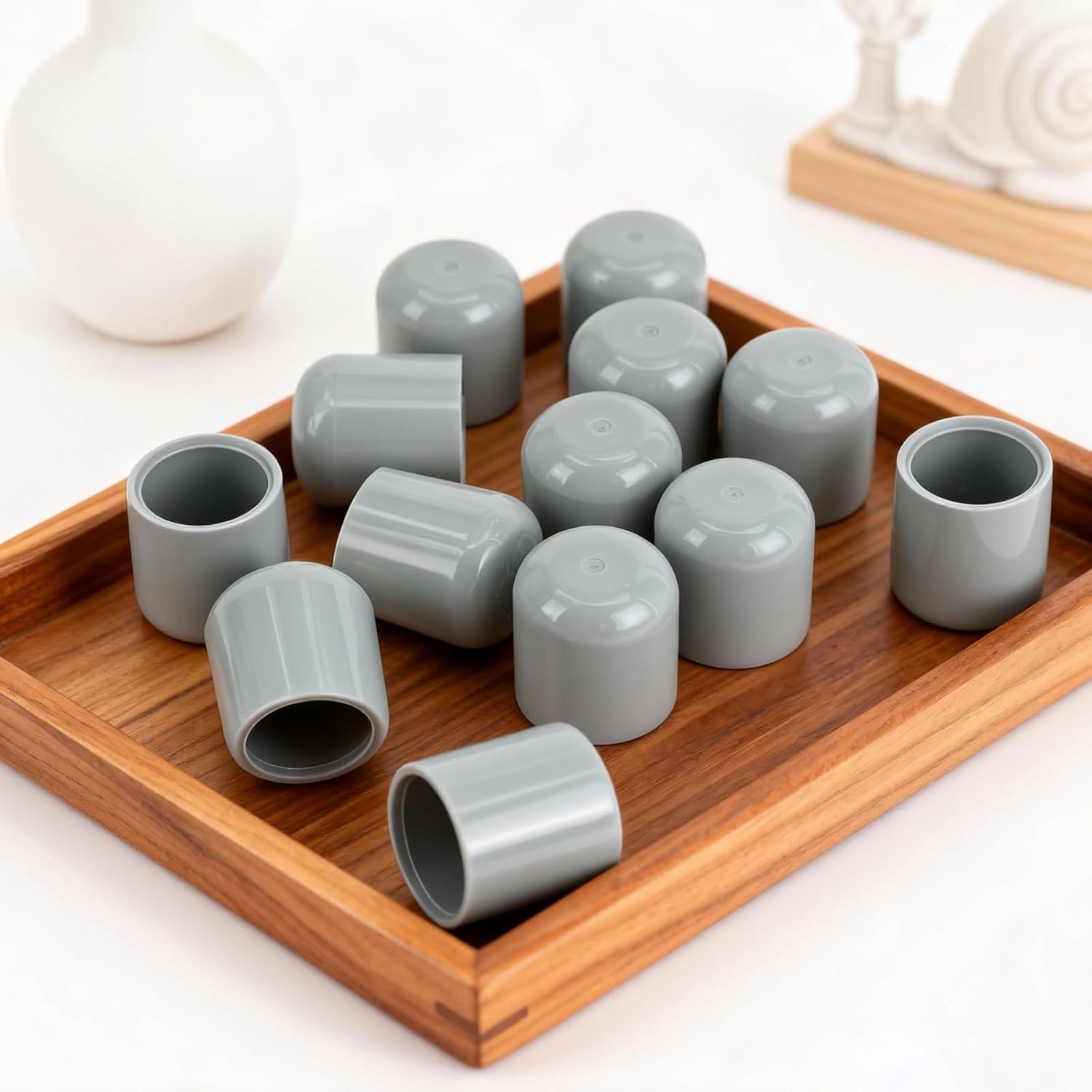 150 Pcs Folding Chair Leg Caps 7/8 Inch Grey Furniture Leg Feet Covers Heavy Duty Plastic Round Chair Covers for Hardwood Floor Protectors