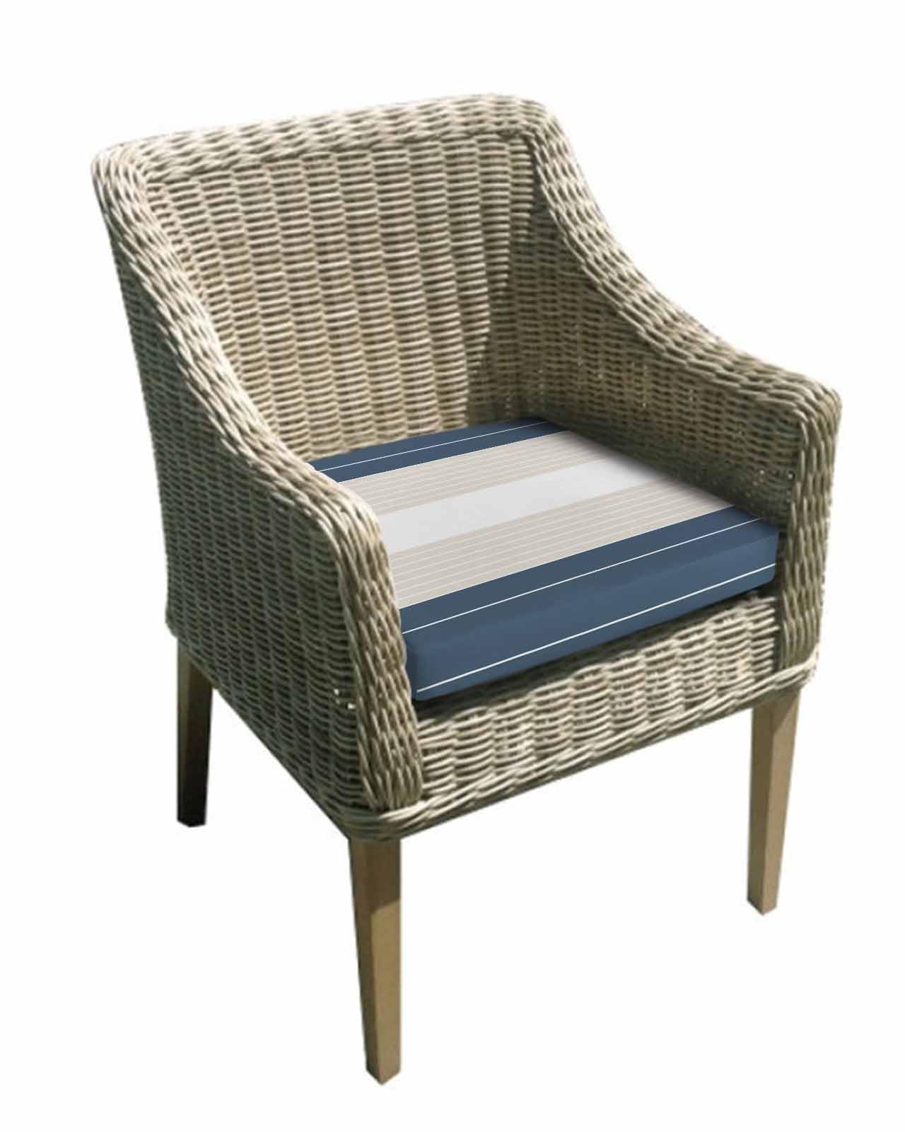 Hokiten Haze Blue Beige Stripe Outdoor Cushion Chair Cover Set of 2 - Waterproof Couch Seat Covers, Modern Art Horizontal Striped Patio Furniture Protector Cushions Slipcovers for Sofa/RV, 20