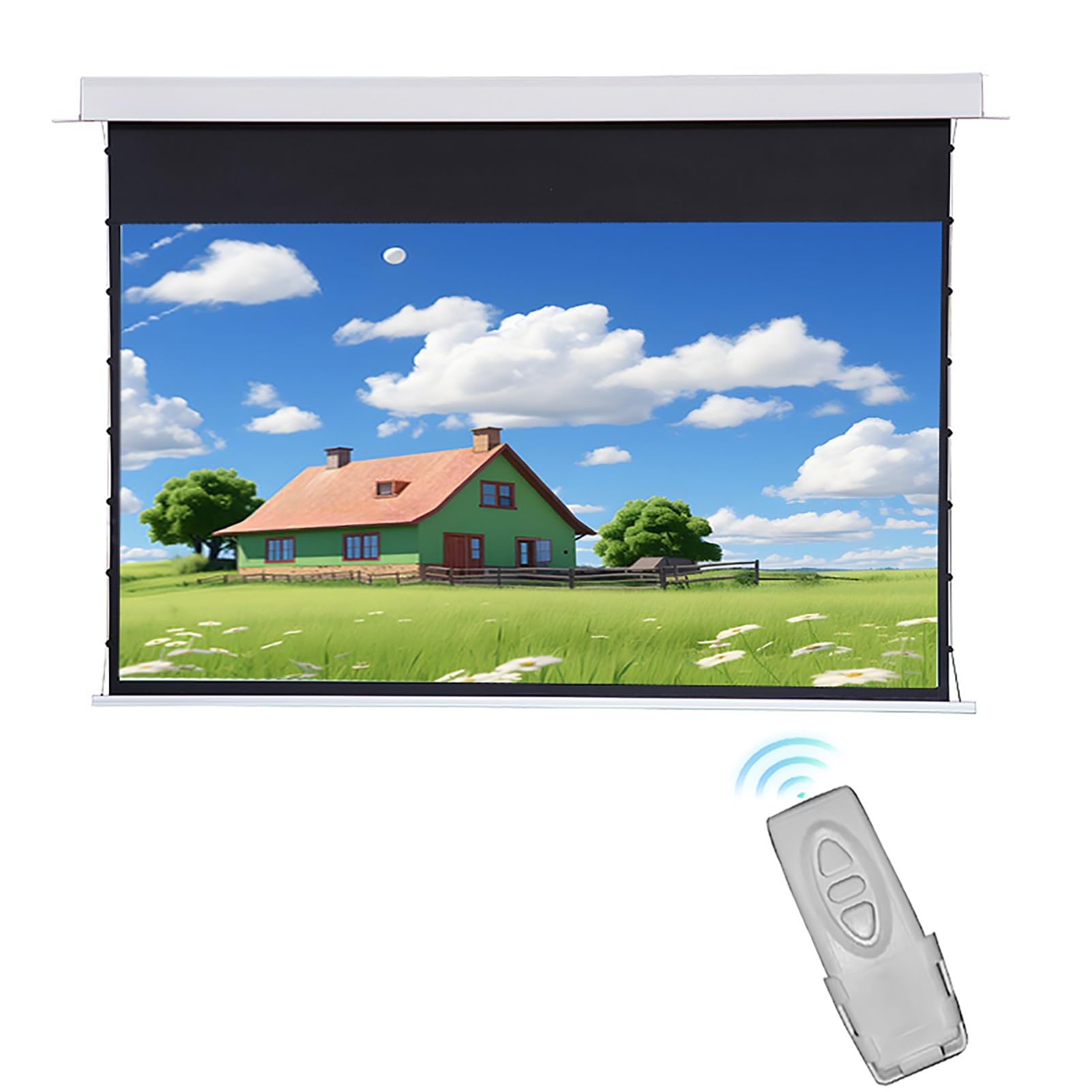 Schermo proiettore motorizzato da 72 Pollici con Telecomando, Montaggio a soffitto o a Parete, 16:9 HD 4K, Guadagno 3,5 Schermo cinematografico per Home Theater, proiezione in Ufficio