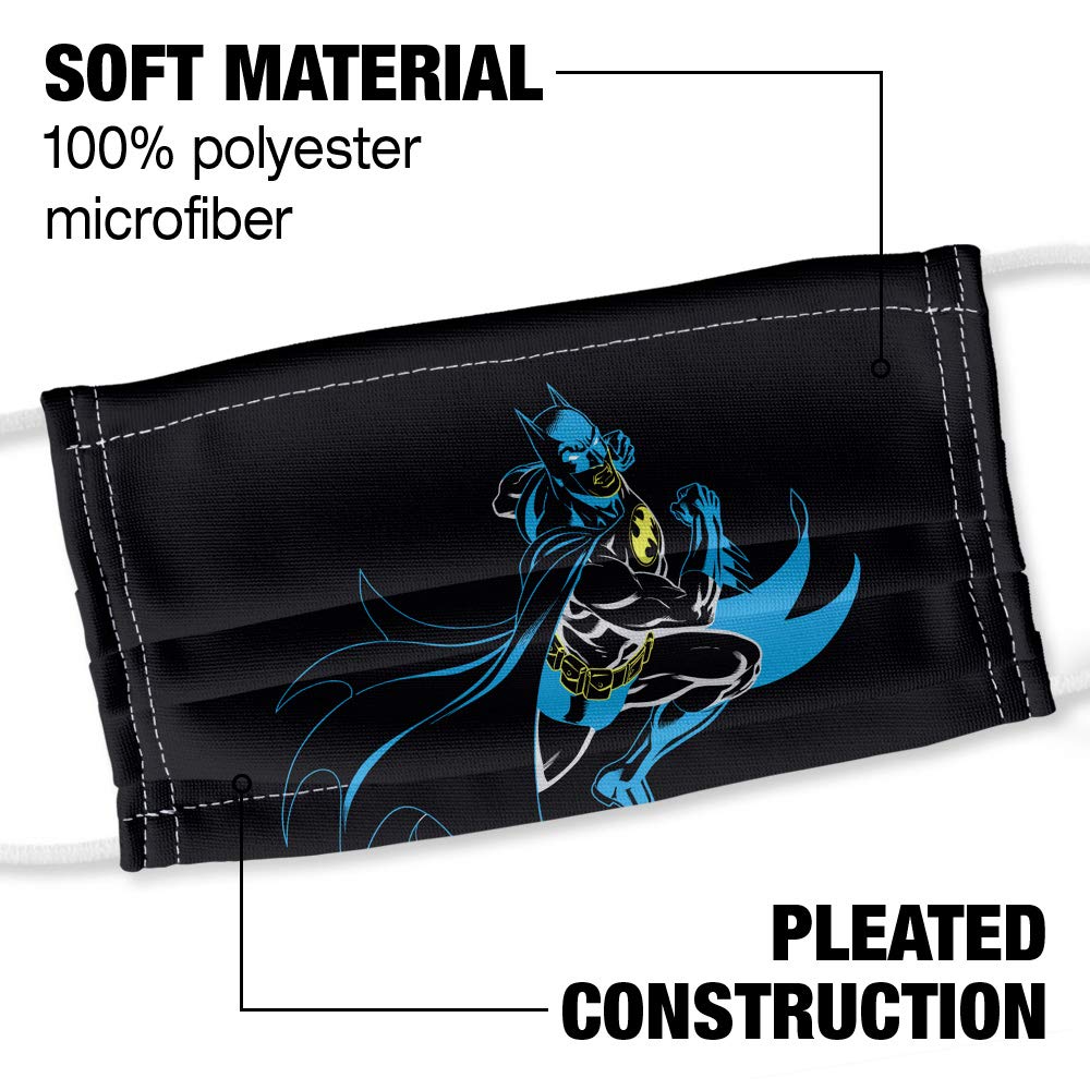 Popfunk Batman Neon Batman 1-Ply Reusable Face Mask Covering with Adjustable Nose Wire, Unisex