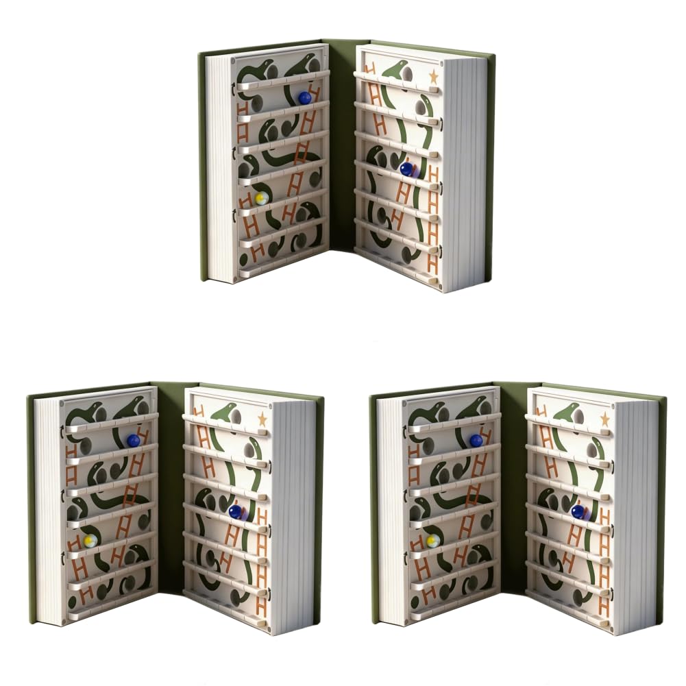 HTU ABS Snakes and Ladders Book Board Games, Travel-Friendly Folding Design Educational Board Game for Men Women Boys Girls Fun Essentials Gifts-3pcs