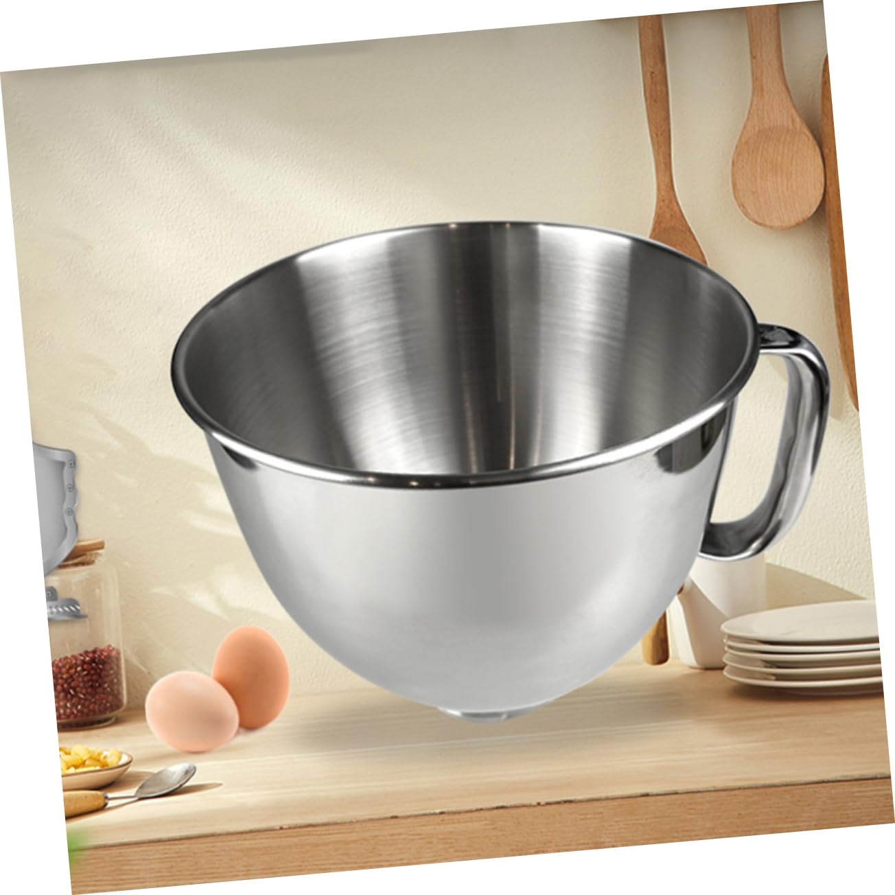 Hemobllo Ciotola Per Mixer in Acciaio Inox 4,5 l Con Manico, Ciotola Di Ricambio Per Impastatrice Planetaria, Lavabile in Lavastoviglie Per Uso Domestico e Preparazione Alimenti