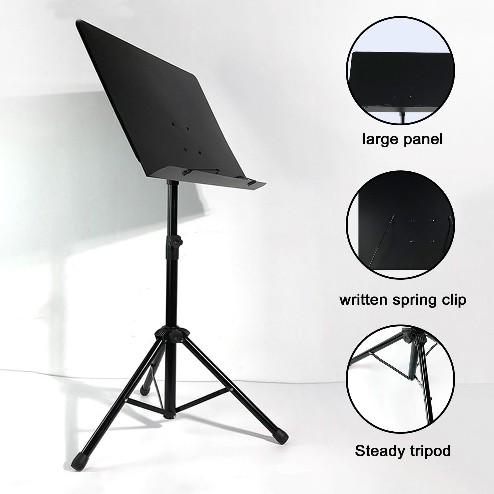 Buhelyc Leggio per Spartiti, Leggii Musicali con Clip, Portatile E Pieghevole, Metallo, Regolabile in Altezza, Adatto per Suonare Strumenti Musicali, per Violino, Chitarra, Batteria, Chitarra