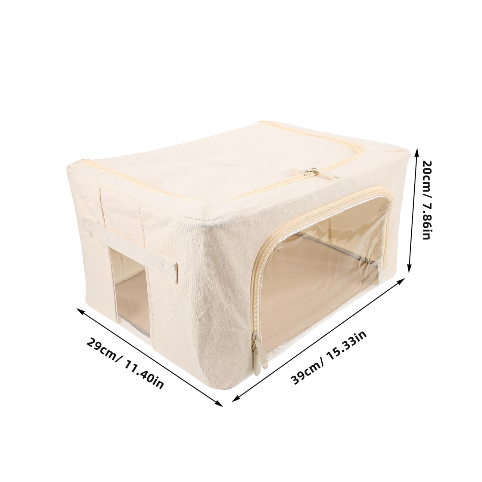 Sosoport Contenitore Pieghevole per Coperte Finestra Trasparente 22l | Tessuto Poliestere Cotone Struttura in Acciaio, Beige, Grande Capienza, per Giocattoli e Piumoni