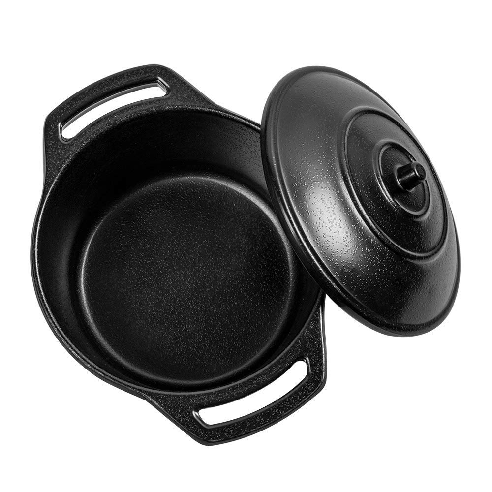 García de Pou - 12 unidades - Mini Cacerolas Con Asas Y Tapa 300 Ml Ø10,5X6,5 Cm Negro Melamina