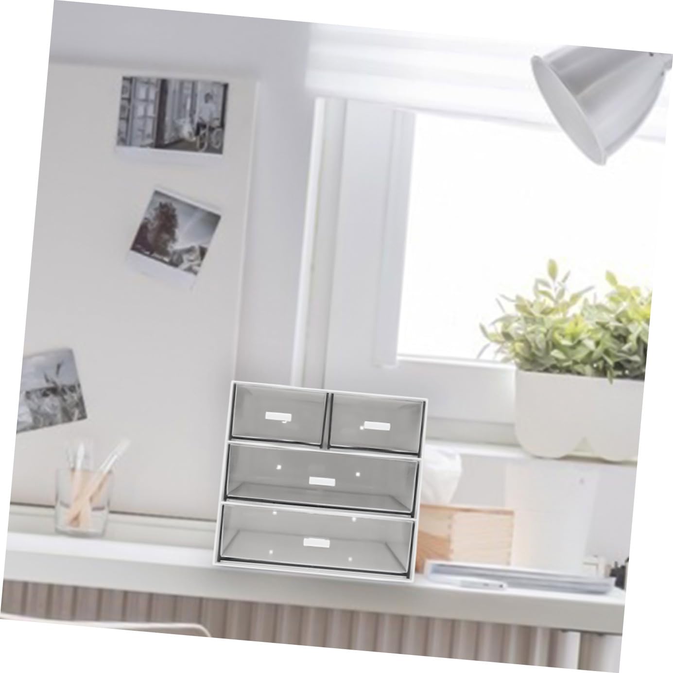 Organizzatore per Trucchi da Tavolo in Plastica Abs e Pp, Multi-livello, Bianco, per Ordine su Scrivania e Accessori Cosmetici