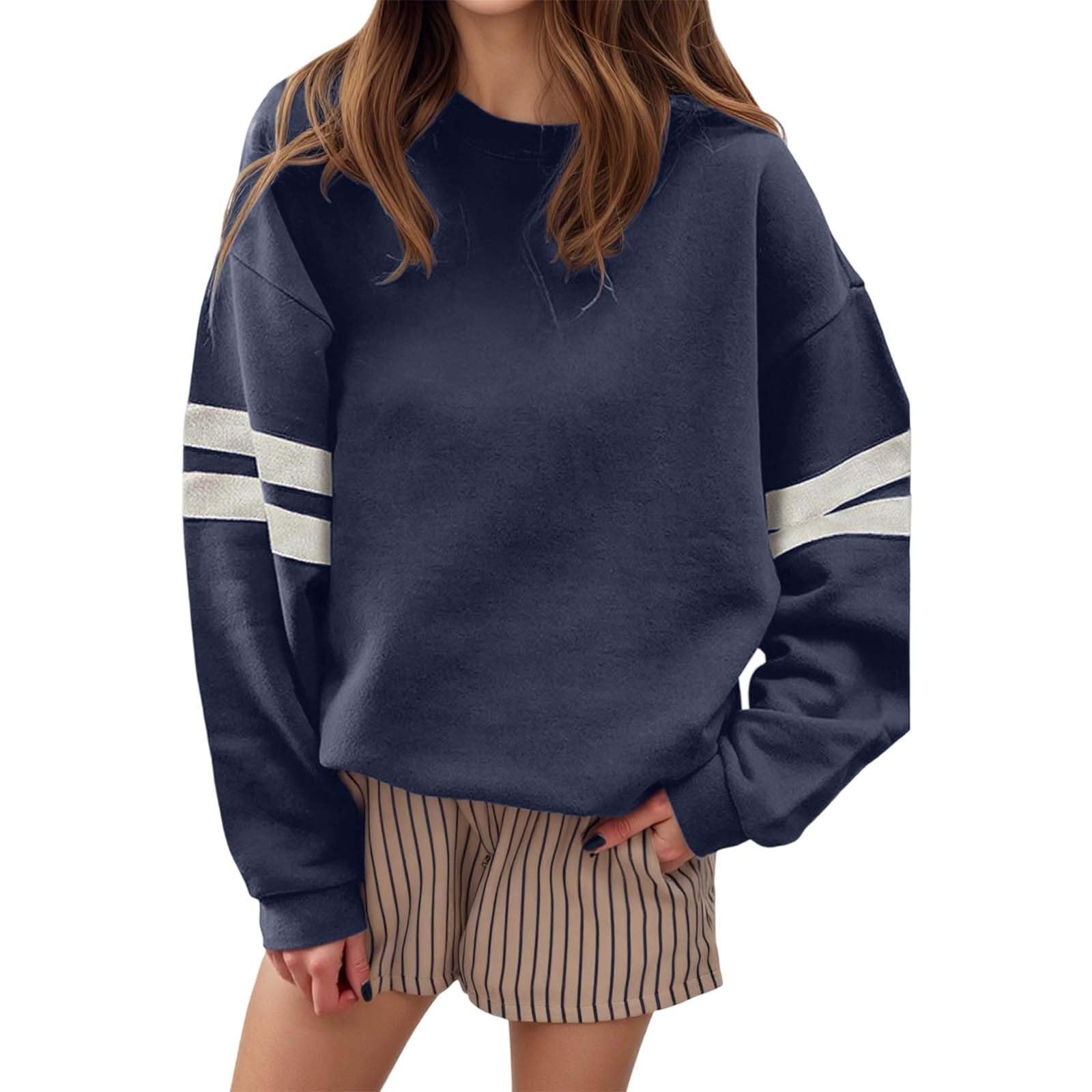 Sudadera Holgada y Elegante de Manga Larga con Hombros caídos, Cuello Redondo y diseño de Color para otoño e Invierno.