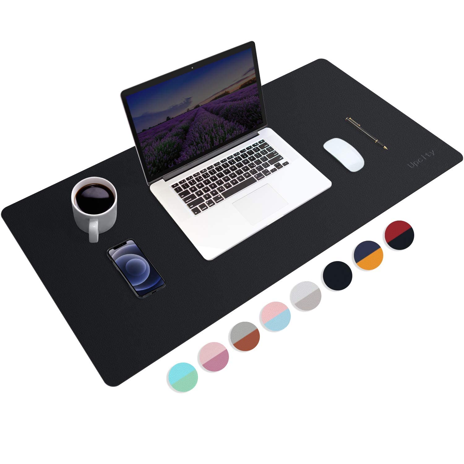 Photo 1 of Upcity Dual Sided Desk Pad , 35.4 x 16.9 Inch Office Desk Mat, Ultra Thin PU Leather Waterproof Mouse Pad, Large Desk Blotter Protector, Desk Writing Mat for Office & Home (Black) Black 35.4" x 16.9"