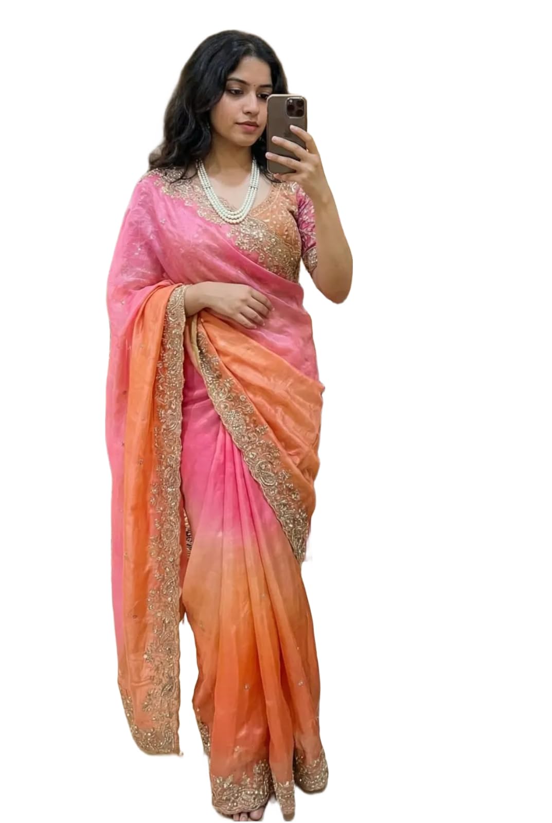 Women Pedding Fendy Satin Saree with Fully Stitched Blouse Sequence Embroidery Heavy Border Ethnic Wear for Festive Occasion-image-26