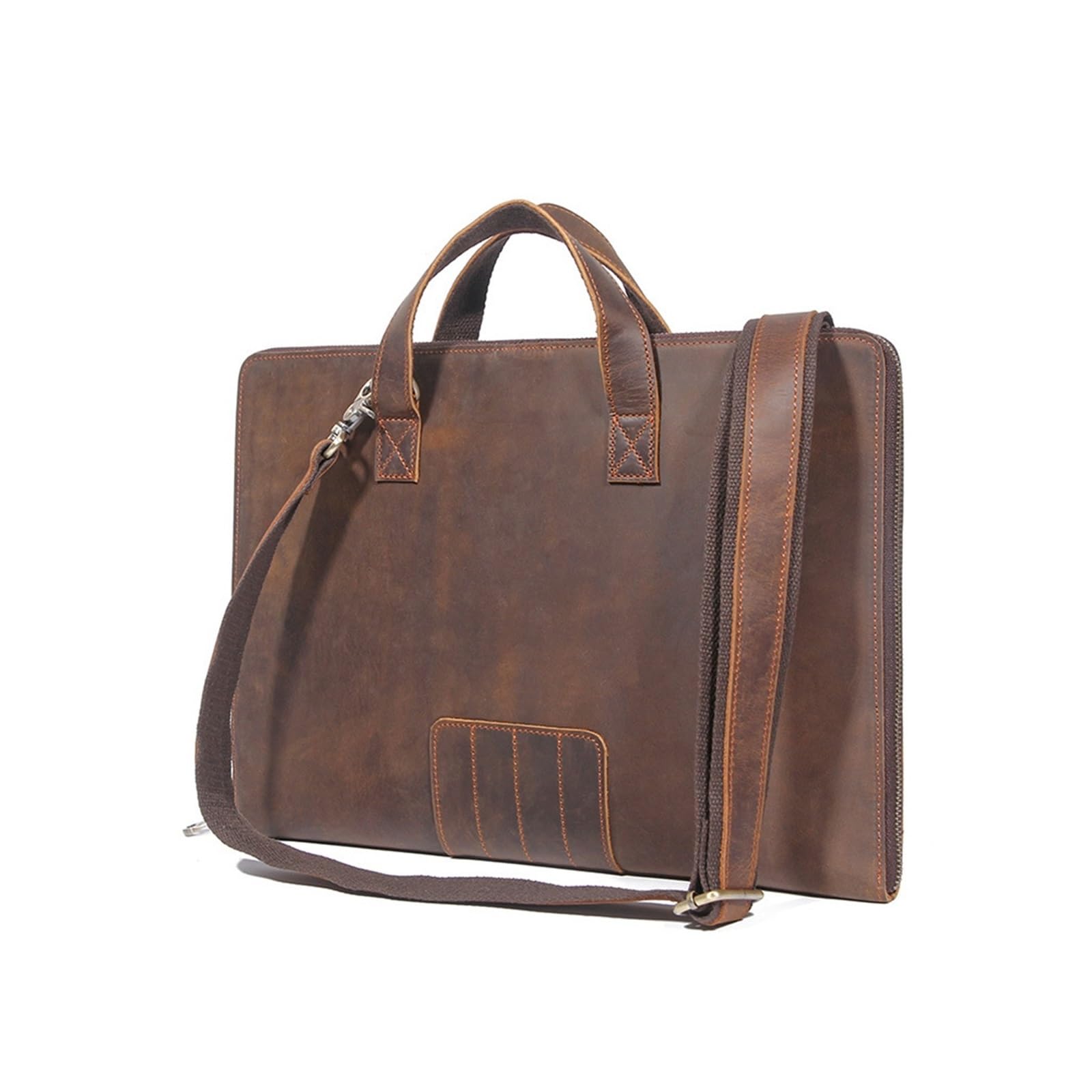 Portadocumenti in pelle for notebook 14 pollici, con maniglia e zip