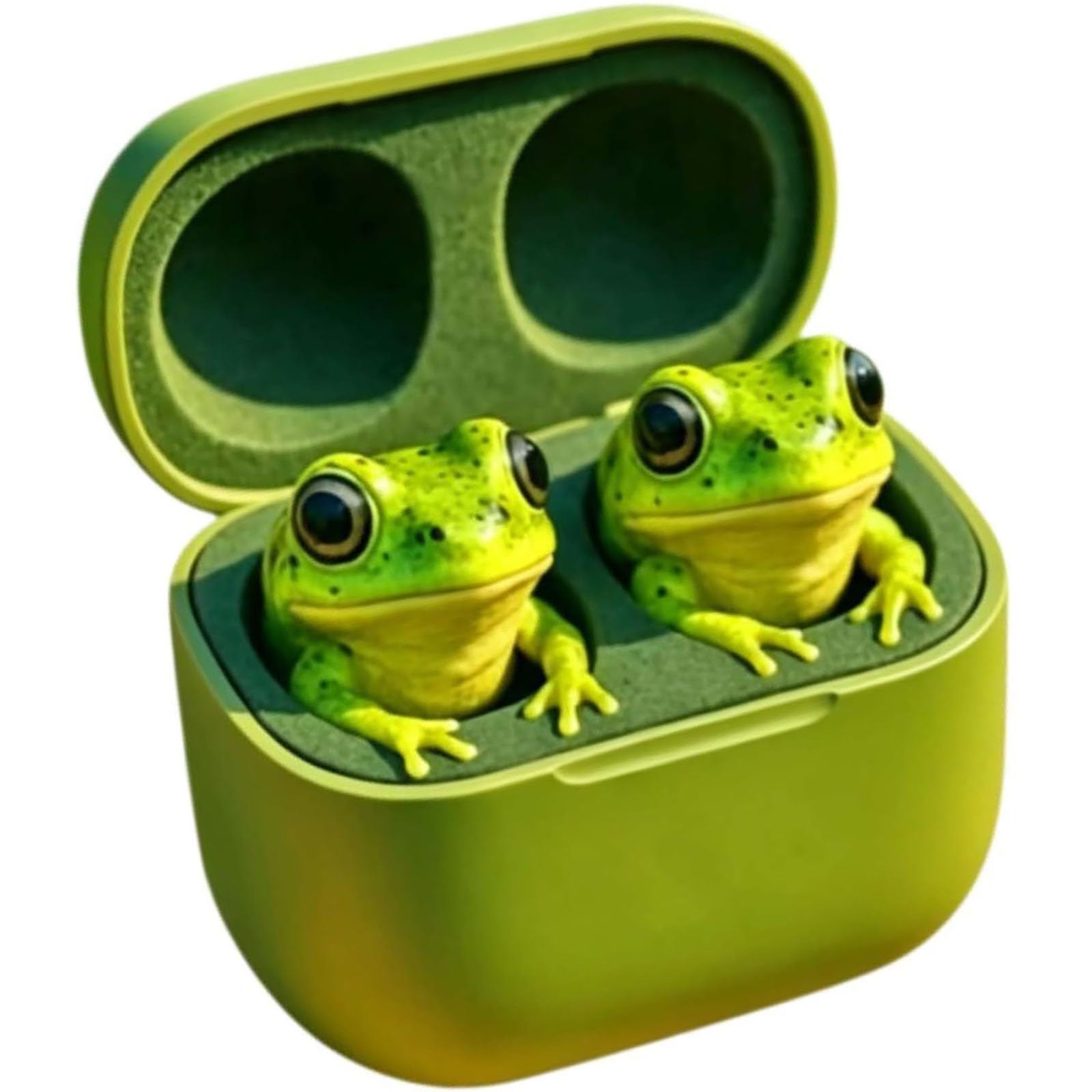 Frog Earbuds Wireless Bluetooth, Cute Animal Shaped Bluetooth Earbuds with Charging Case, Wireless in Ear Headphones, Deep Bass, Noise Reduction, IPX4 Waterproof, Gift for Kid & Adult (Frog)