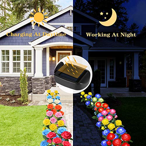 Tynled Outdoor Solar Garden Stake Lights,Upgraded Led Solar Powered Light With 6 Rose Flowers, Waterproof Solar Decorative Lights For Patio Pathway Courtyard Garden Lawn #TOP1