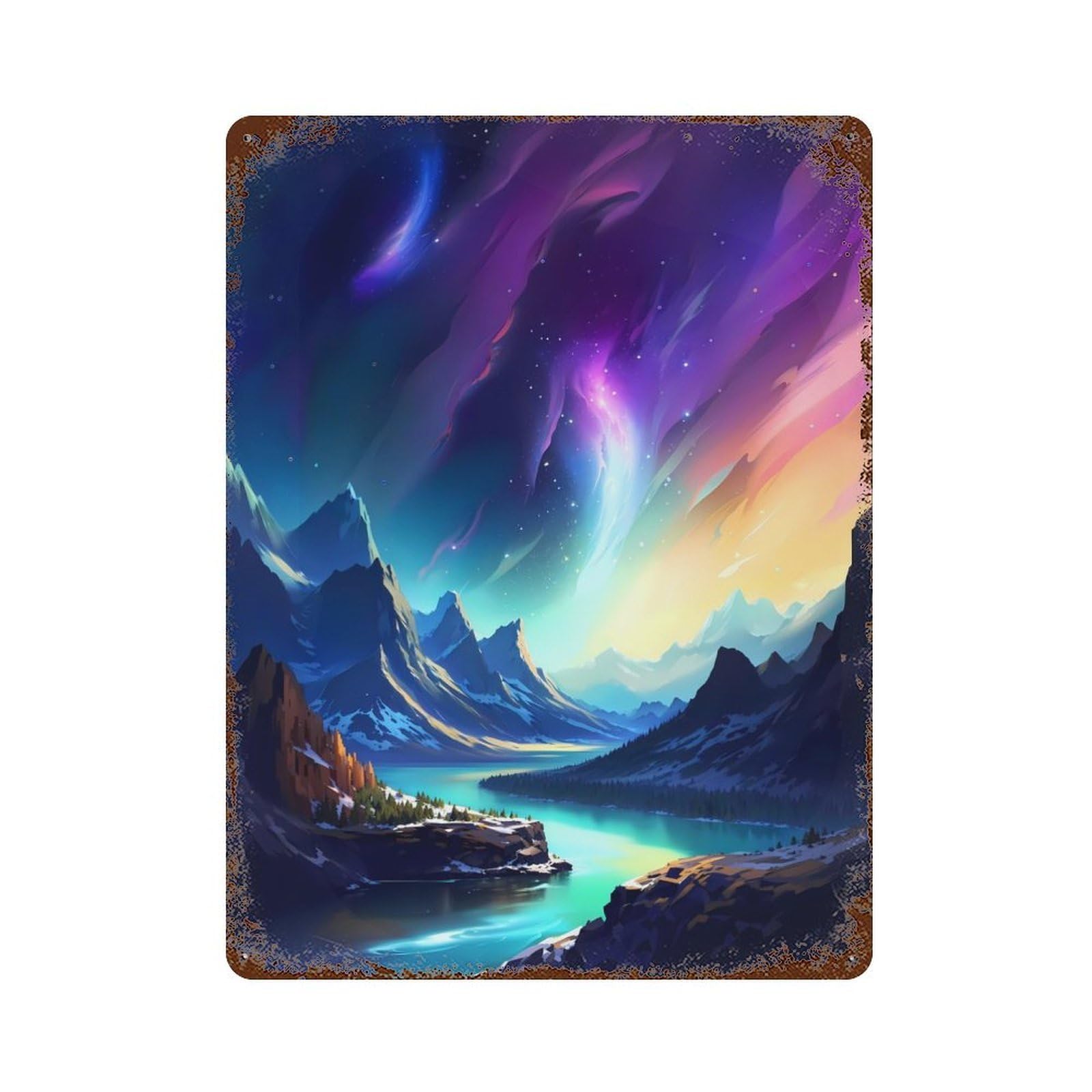 Celestial Symphony Galaxy 15.7"x11.8" Aged Metal Wall Plaque, Retro Wall Decor for Farmhouse, Kitchen And Entryway Decor