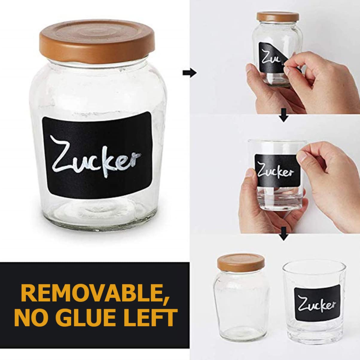 NUOBESTY 3 Sets Etiketten Tafelaufkleber Für Gläser Leicht Abziehbar Pvc-etiketten Küchen-gewürzflaschen-dekorationen 300 Stück * 3