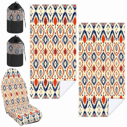Image of Hahafelt 2 Pack Car Seat Towel Cover with Storage Bag, Aztec Artisans | 63 x 32 in Car Towel Seat Cover Non Slip Waterproof, Gym Workout Swimming Running, Machine Washable Sweat Absorbent Protector