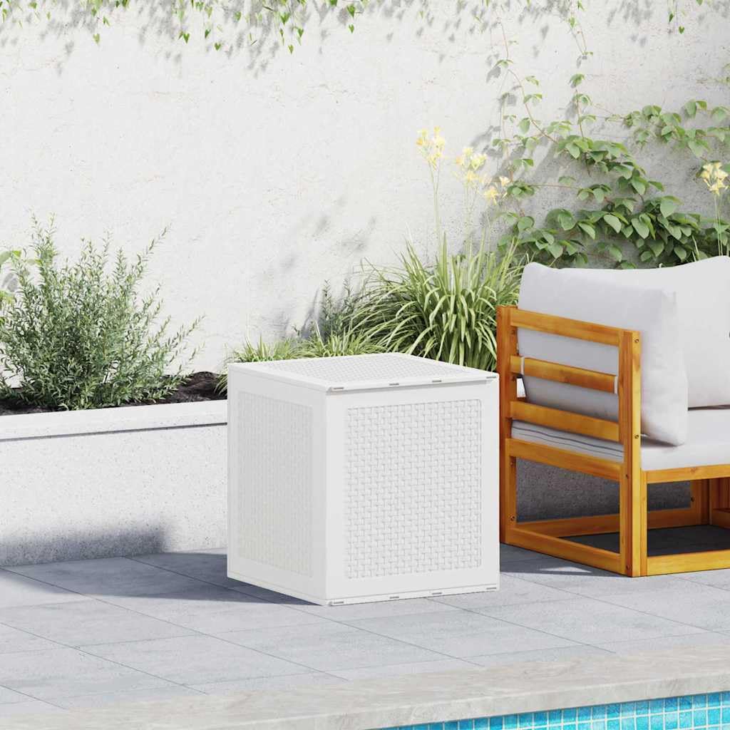 vidaXL Aufbewahrungsbox mit Speicher Weiß 55 x 53 x 57 cm Polypropylen, Garten und Terrasse, Moderner Outdoor Aufbewahrungsbox, Rechteckiger wetterfester, robuster Organizer für Möbel