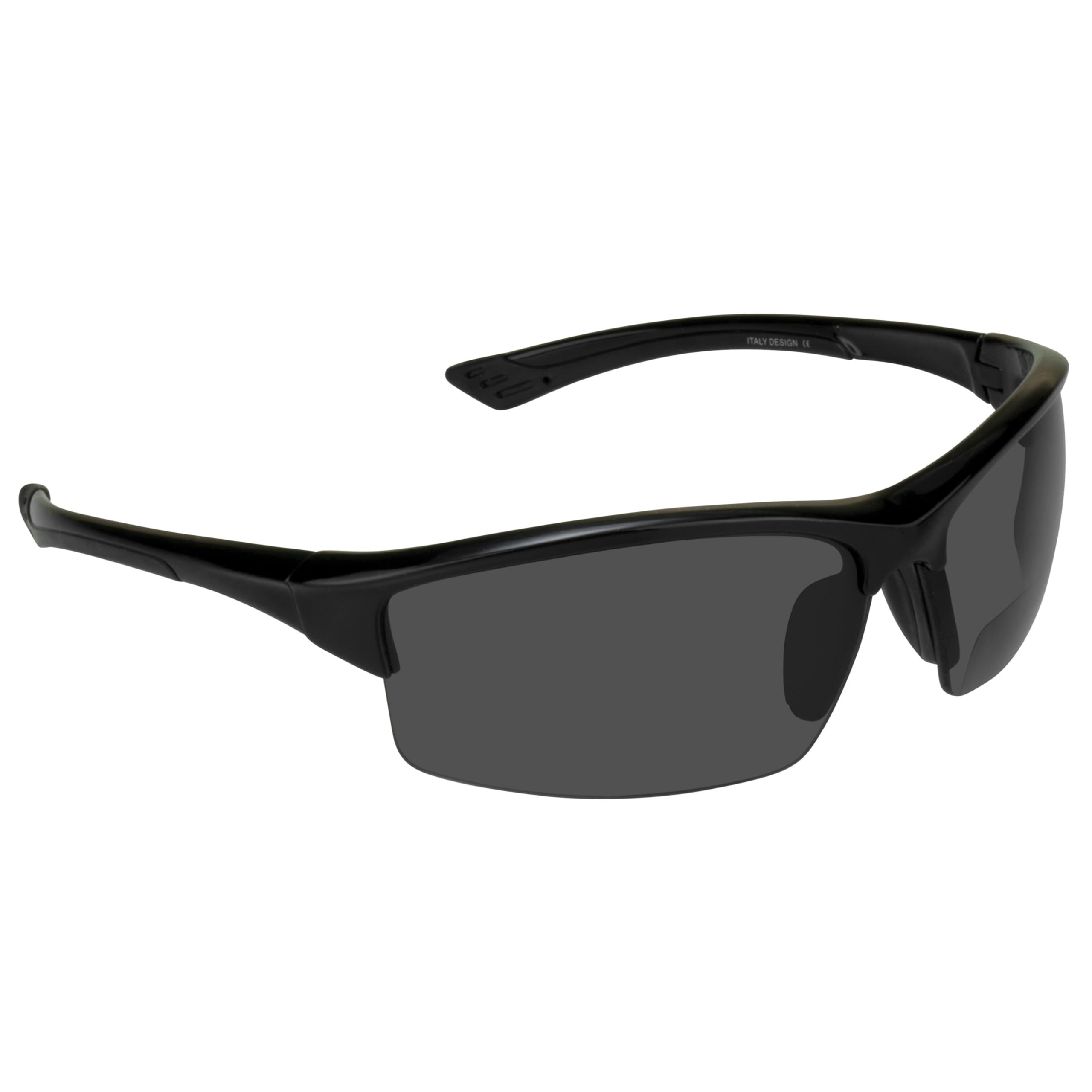 Biker Armour Polarized Bifocal +1.75 Reading Sunglasses Wrap Around Sport TR90 Black Frame Grey Lens +1.00 to +4.00