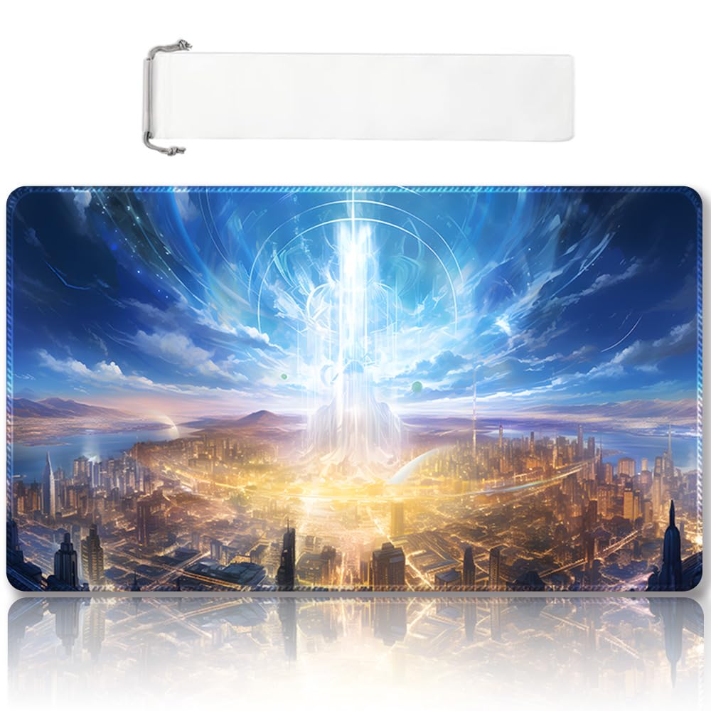Premium Stitched MTG Playmat with Zones and Non-Slip Rubber Backing - TCG Play Mat for MTG and Other Card Games - Colorful Design with Vintage Look and Feel (DKT (114),No Zones)
