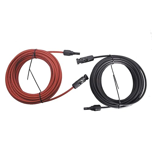 Miniatura 4 de WFLNHB Cable de extensión de panel solar de calibre 12 AWG negro + rojo de 20 pies con conector hembra y macho conector solar